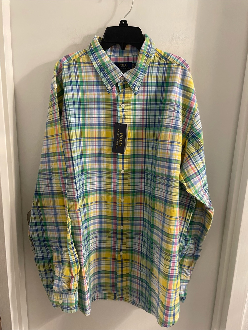 NWT POLO Ralph Lauren XXL Yellow & green multi classic fit plaid l/S shirt $125